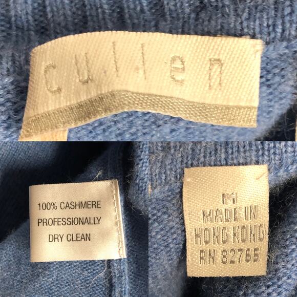 CULLEN Blue 100% Cashmere Sweater Turtleneck Light Pastel Women’s Medium Preppy - Picture 10 of 10